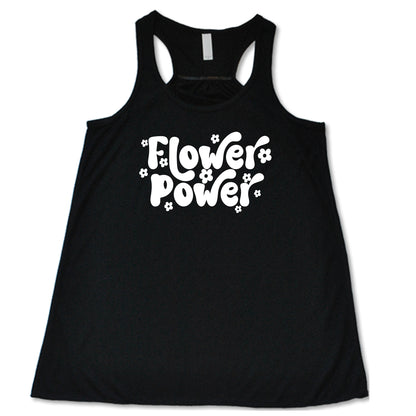 black flower power racerback shirt