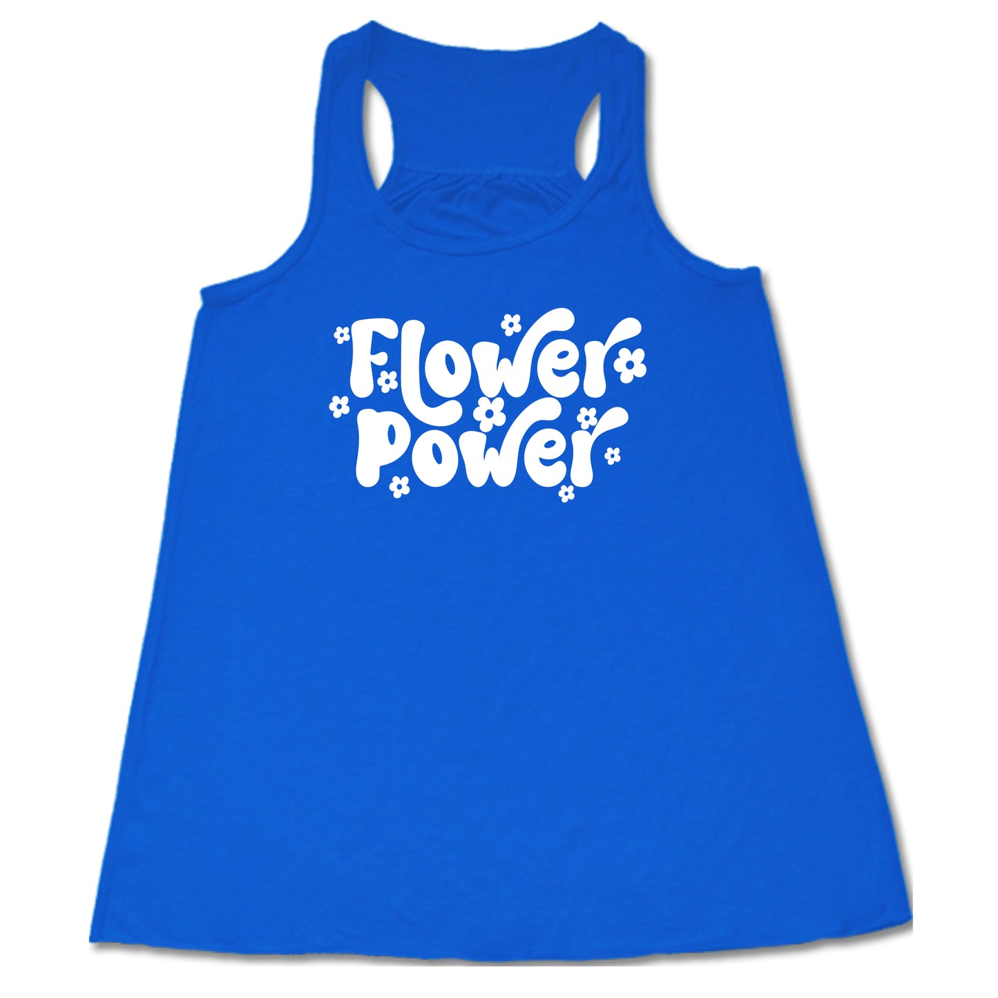 blue flower power racerback shirt