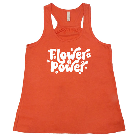 coral flower power racerback shirt