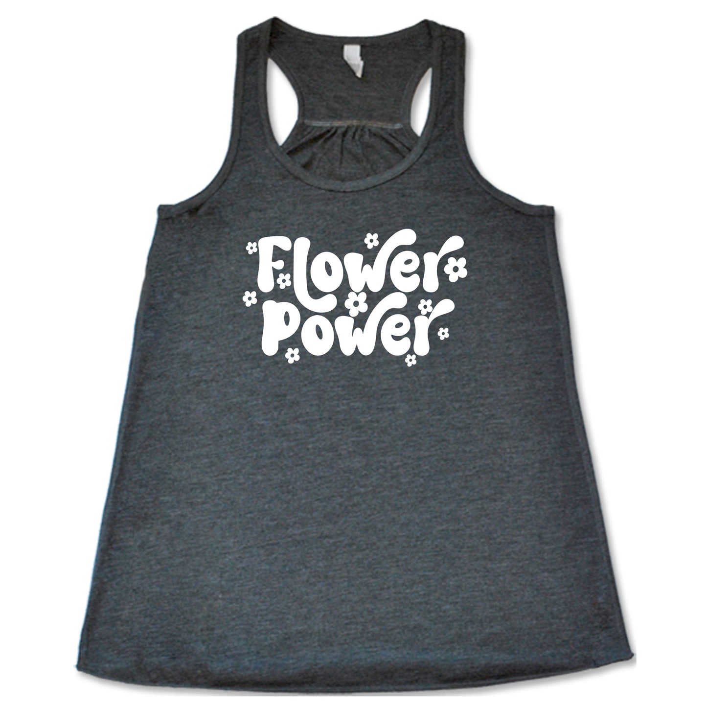 grey flower power racerback shirt