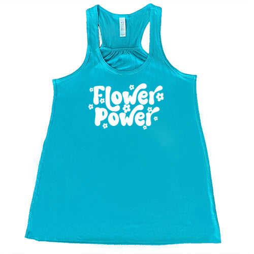 teal flower power racerback shirt