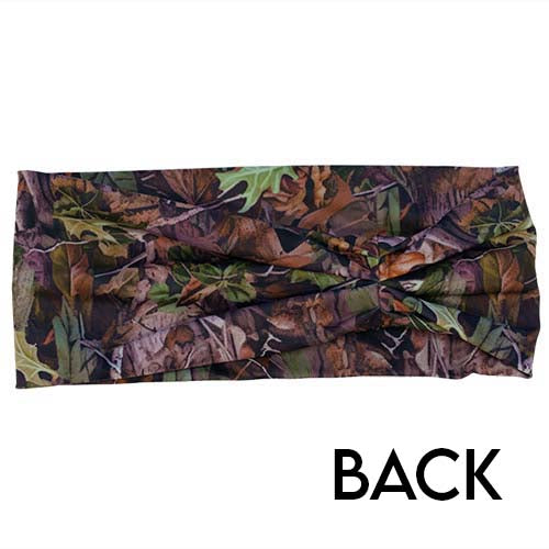 back of the forest camo patterned headband
