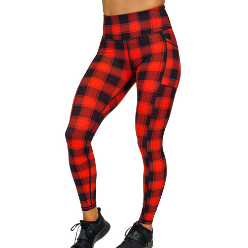 red checkered leggings available in full length