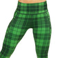 green plaid leggings close up
