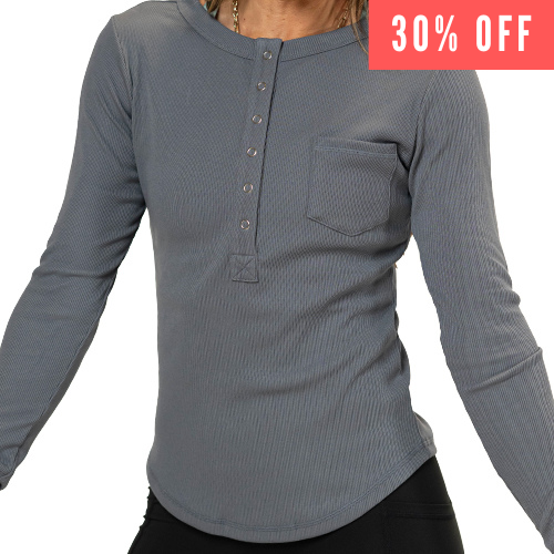 30% off of the grey henley long sleeve
