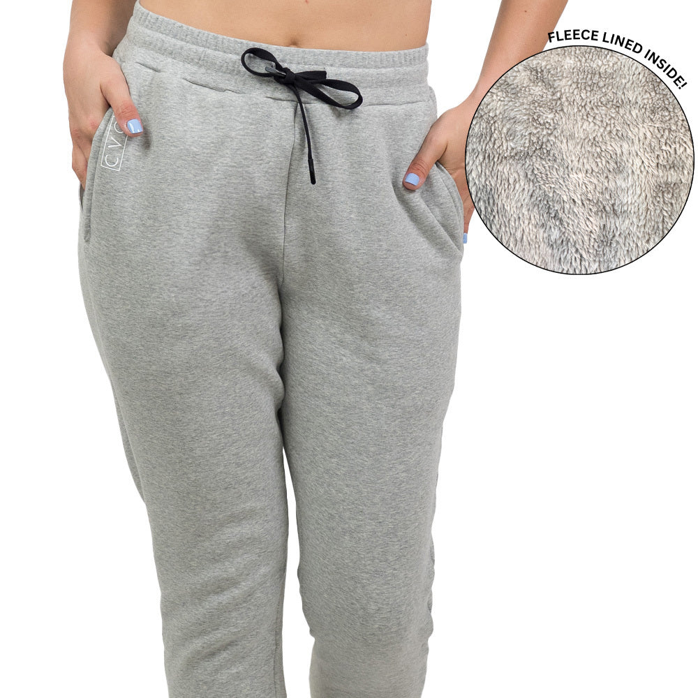 gray fleece lined rest day sweatpants with fleece lined interior