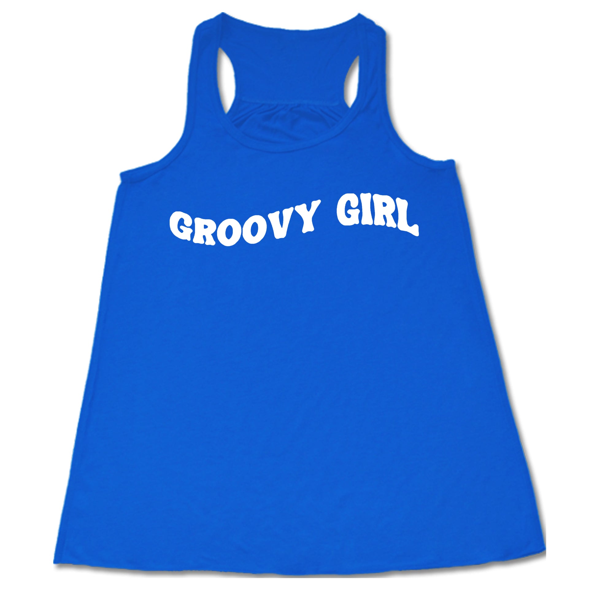 blue groovy girl racerback shirt