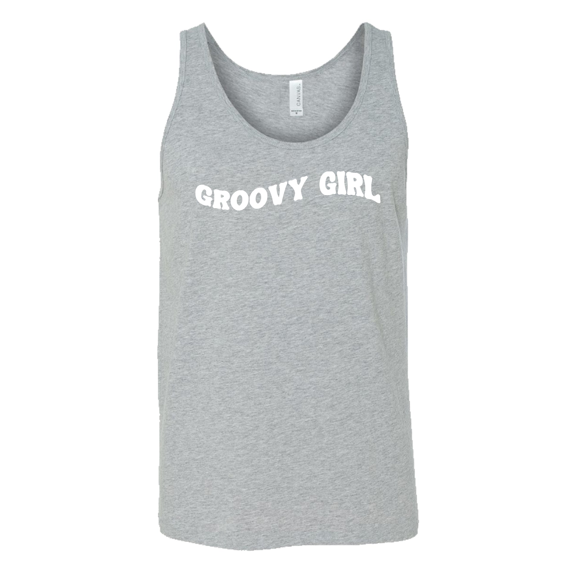 grey groovy girl unisex tank