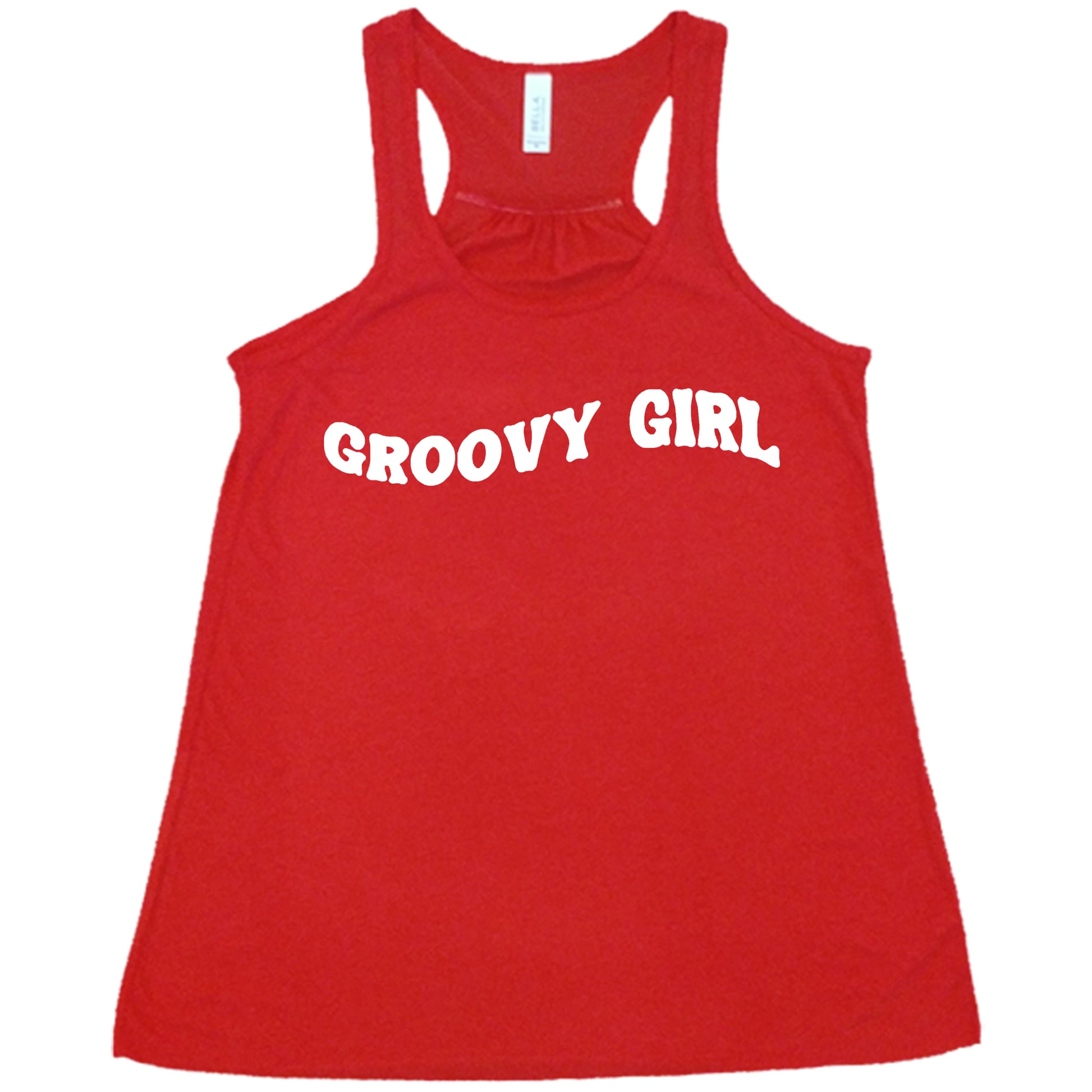 red groovy girl racerback shirt