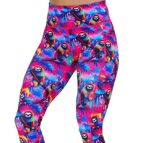 colorful sloth patterned leggings