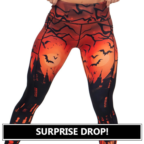 surprise drop haunted house leggings