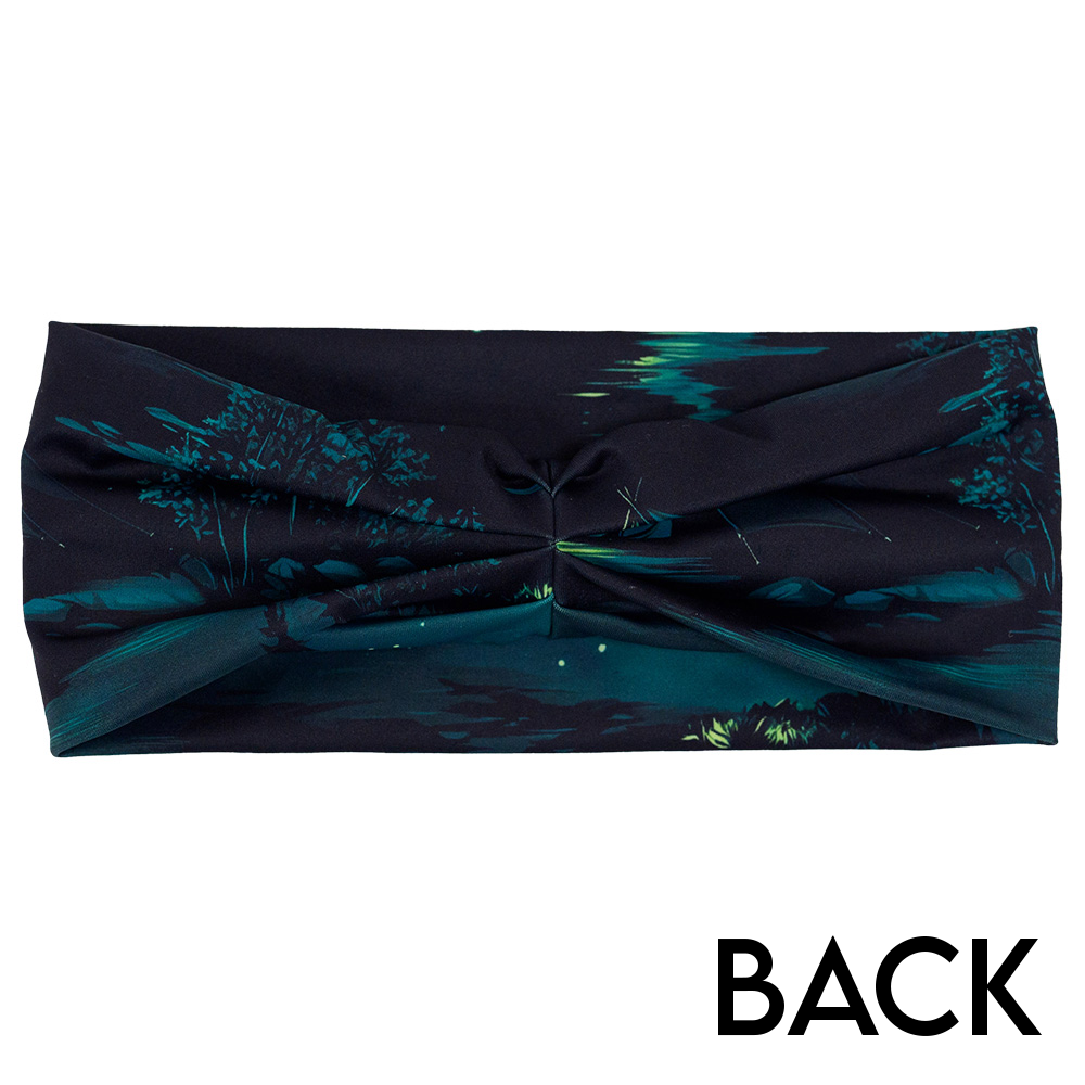 back of the night time camp out headband against a white background