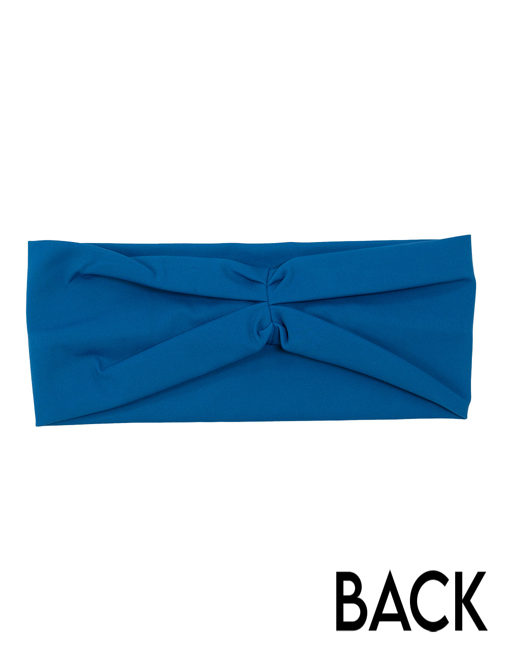 back of the blue headband against a white background