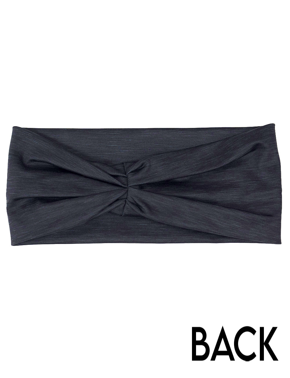 back of the heather solid black headband against a white background