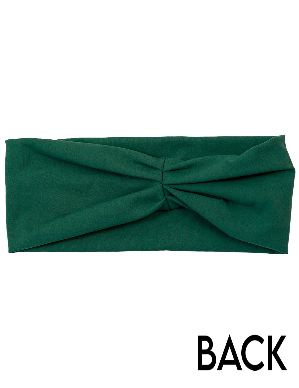 back of the green headband against a white background