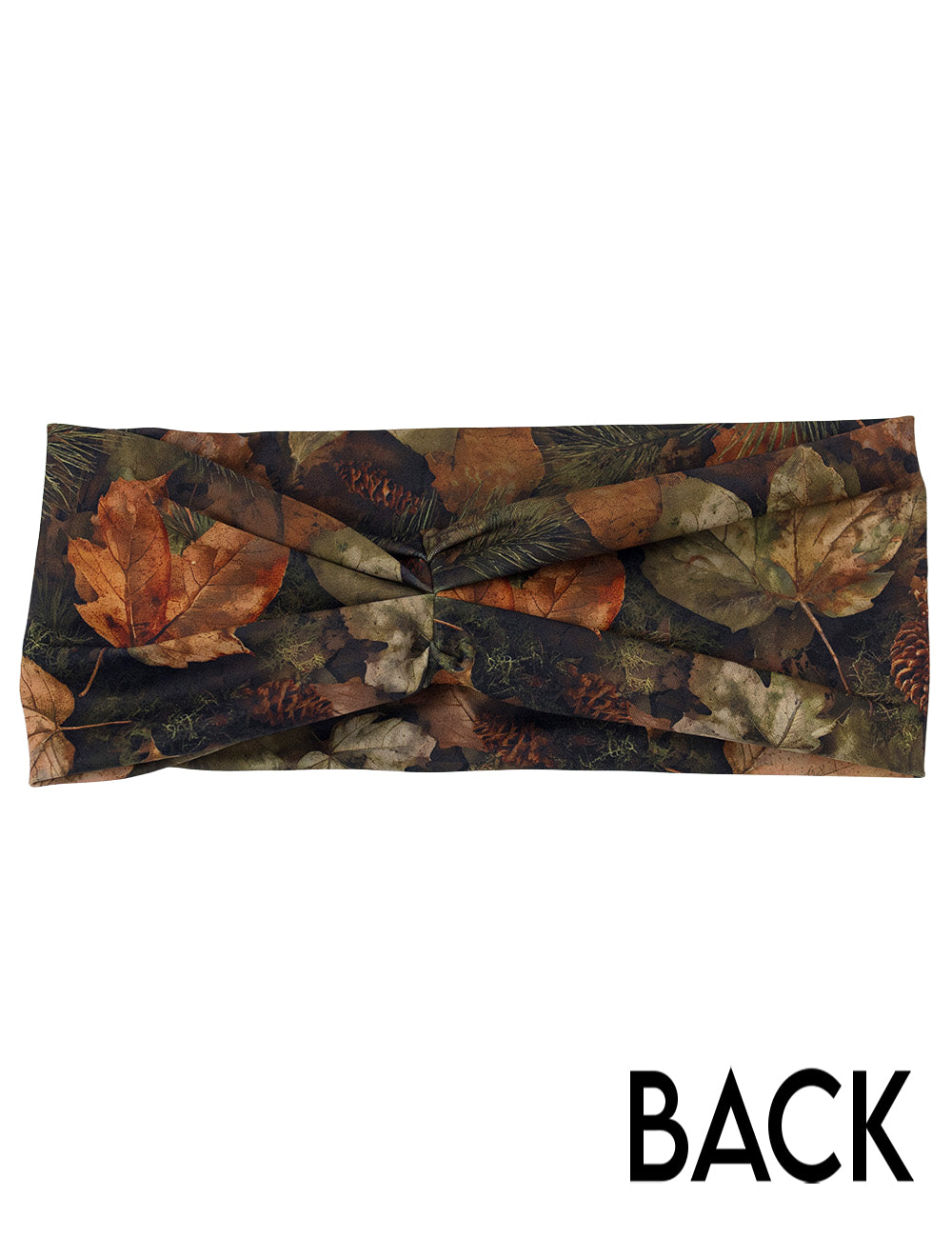back of the forest floor covered in leaves headband against a white background