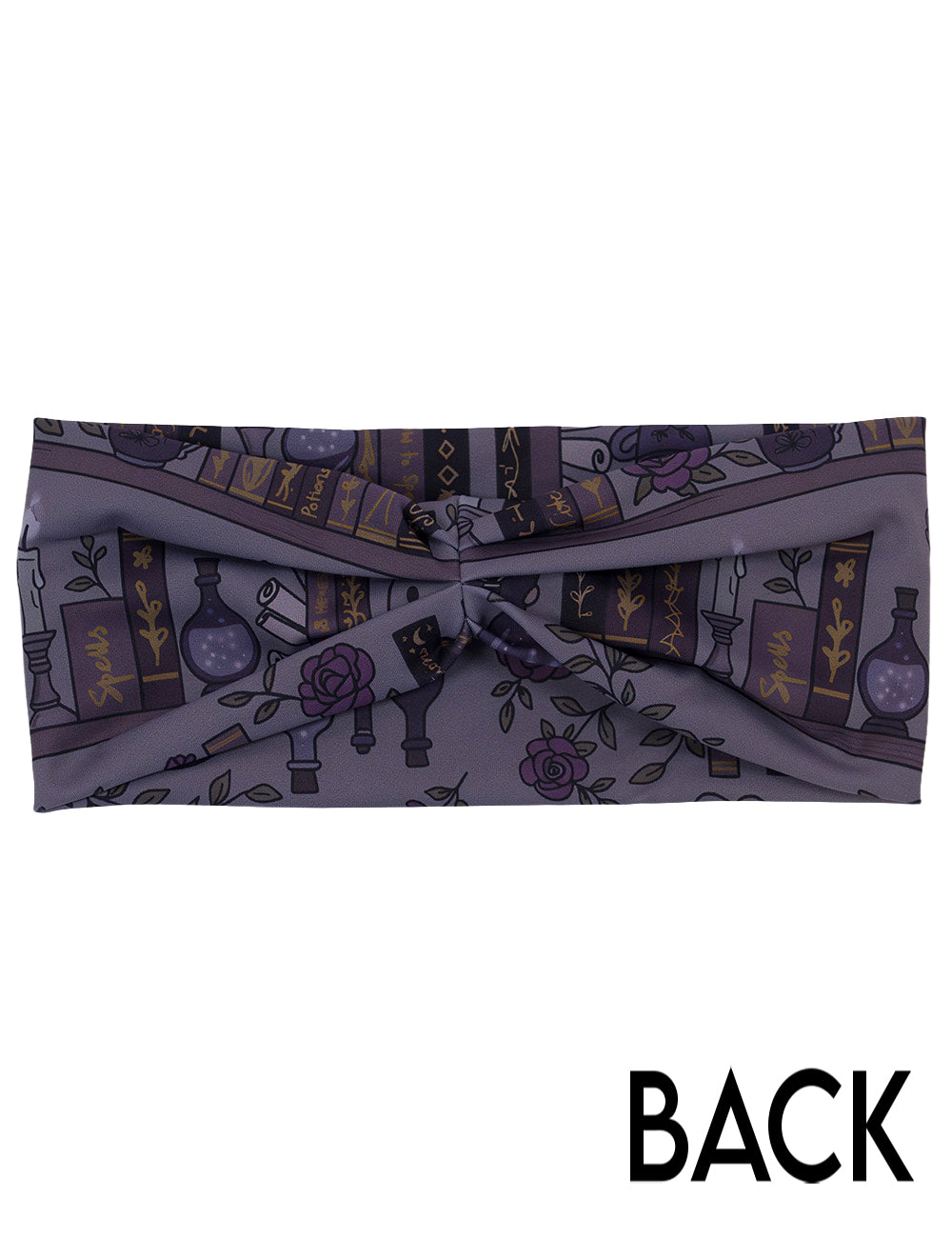 back of the ghost and cat wizards among bookshelves headband