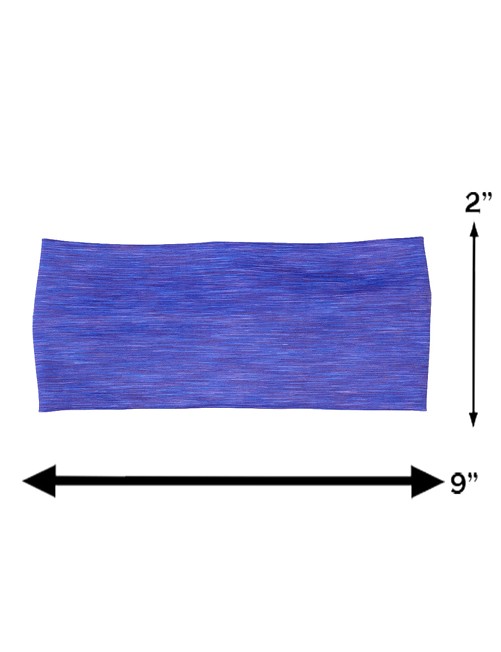 measurement chart for the purple heather pattern headband, measurements are 2 inches by 9 inches