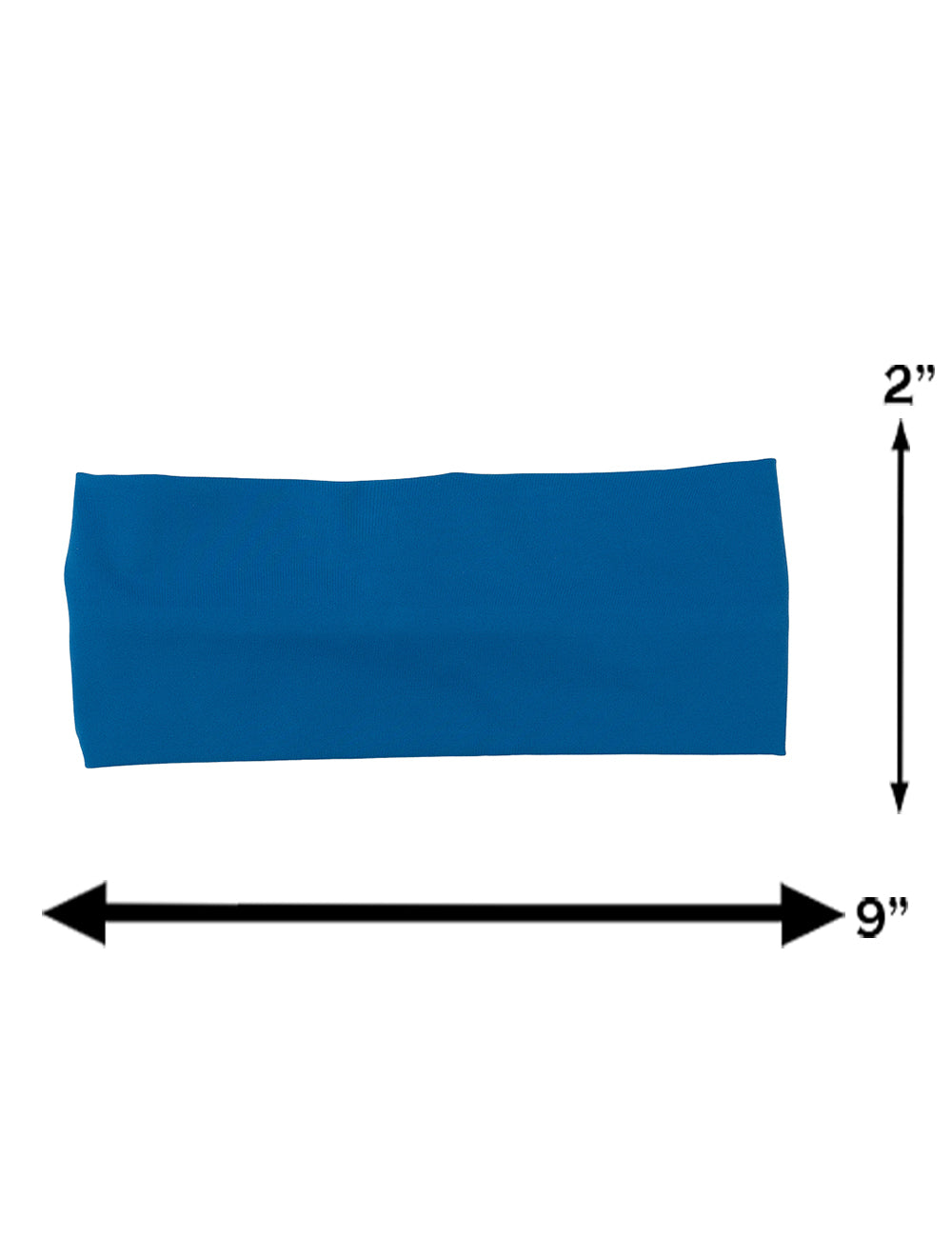 measuring graphic for the blue headband, the measurements are 2 inches by 9 inches
