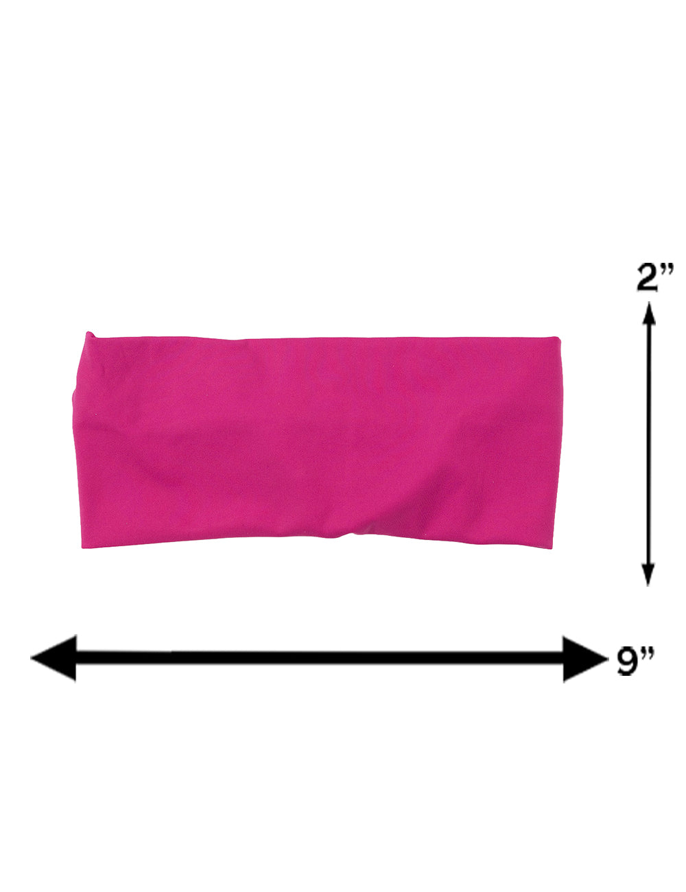 measurement chart for the pink headband, the measurements are 2 inches by 9 inches