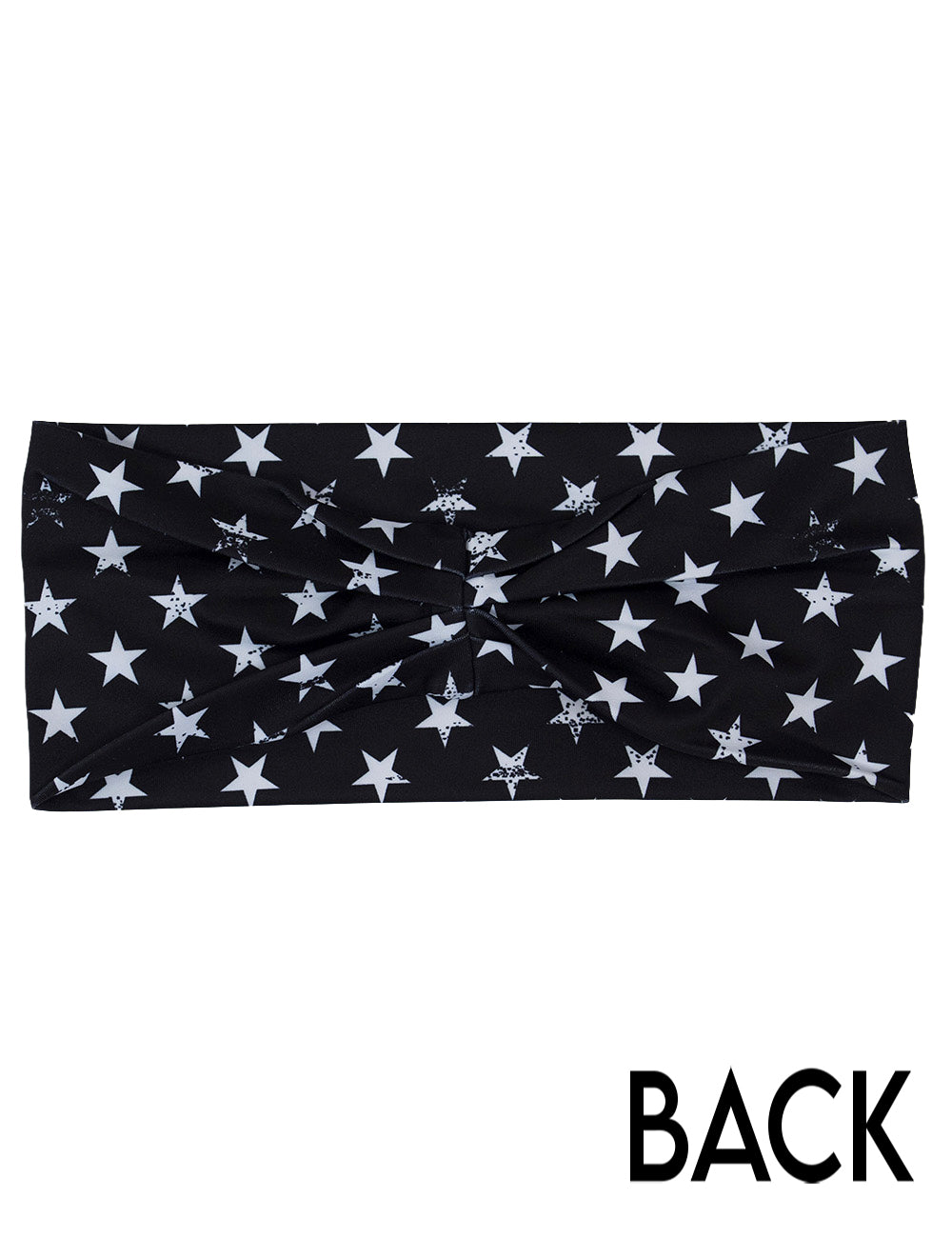 back of the black headband with white stars against a white background