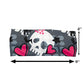 skull and heart pattern headband measured at 2 by 9 inches