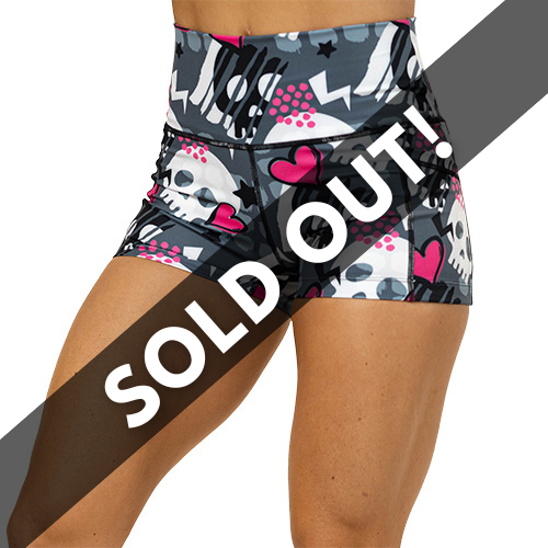 skull and heart pattern shorts sold out