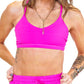 close up of front of hot pink move free bra