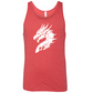 red unisex shirt with a white dragon head graphic on it