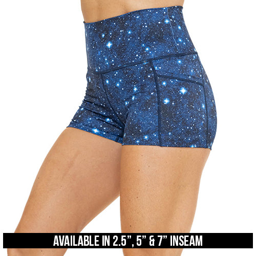 galaxy themed shorts available in 2.5, 5 & 7 inch inseam