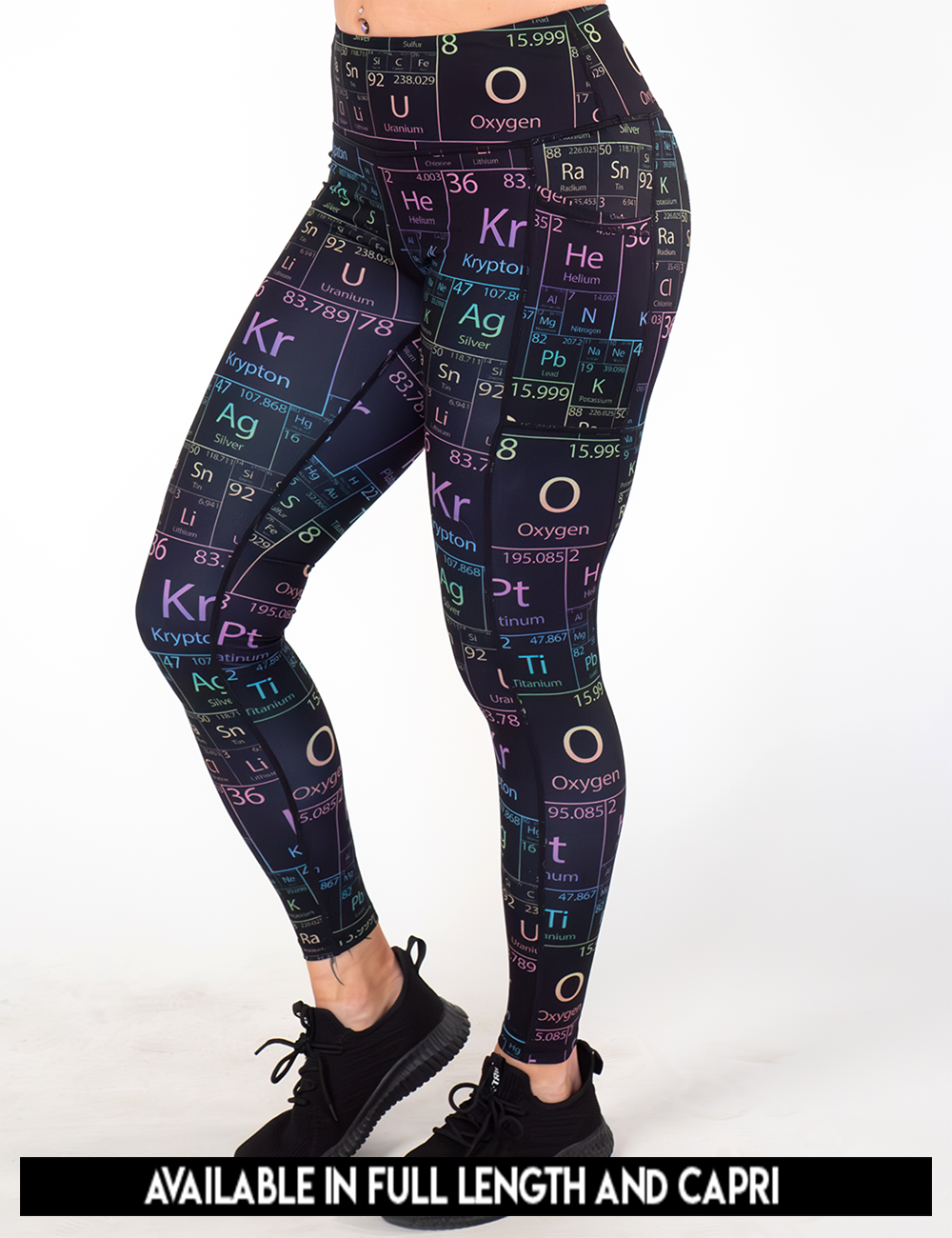 periodic table print leggings available in capri and full length