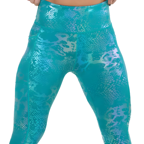 blue iridescent leggings