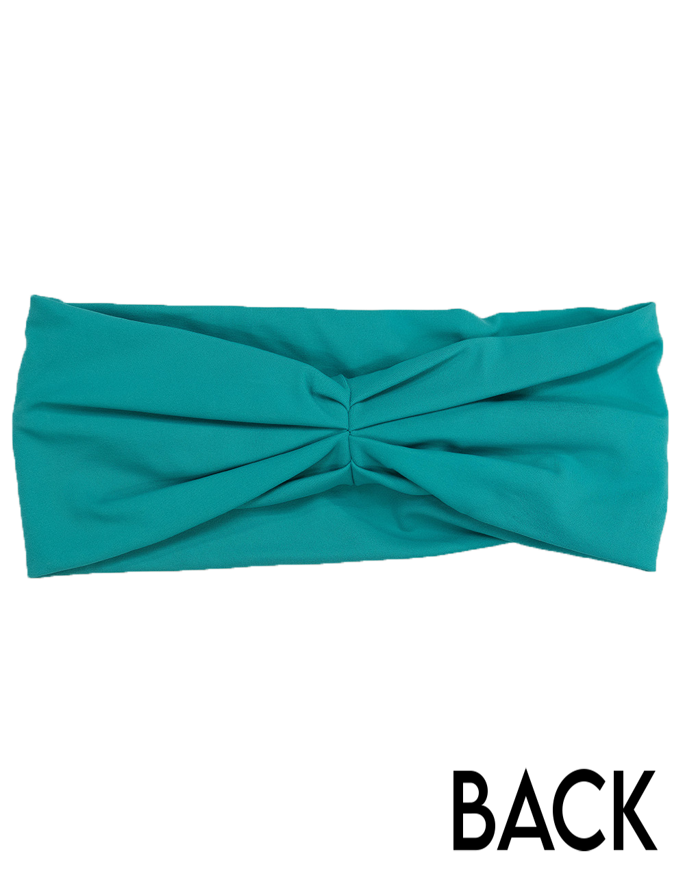 back of the teal headband against a white background