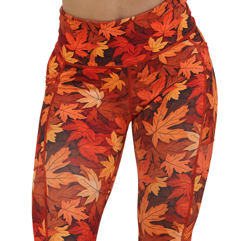 fall leaves patterned leggings