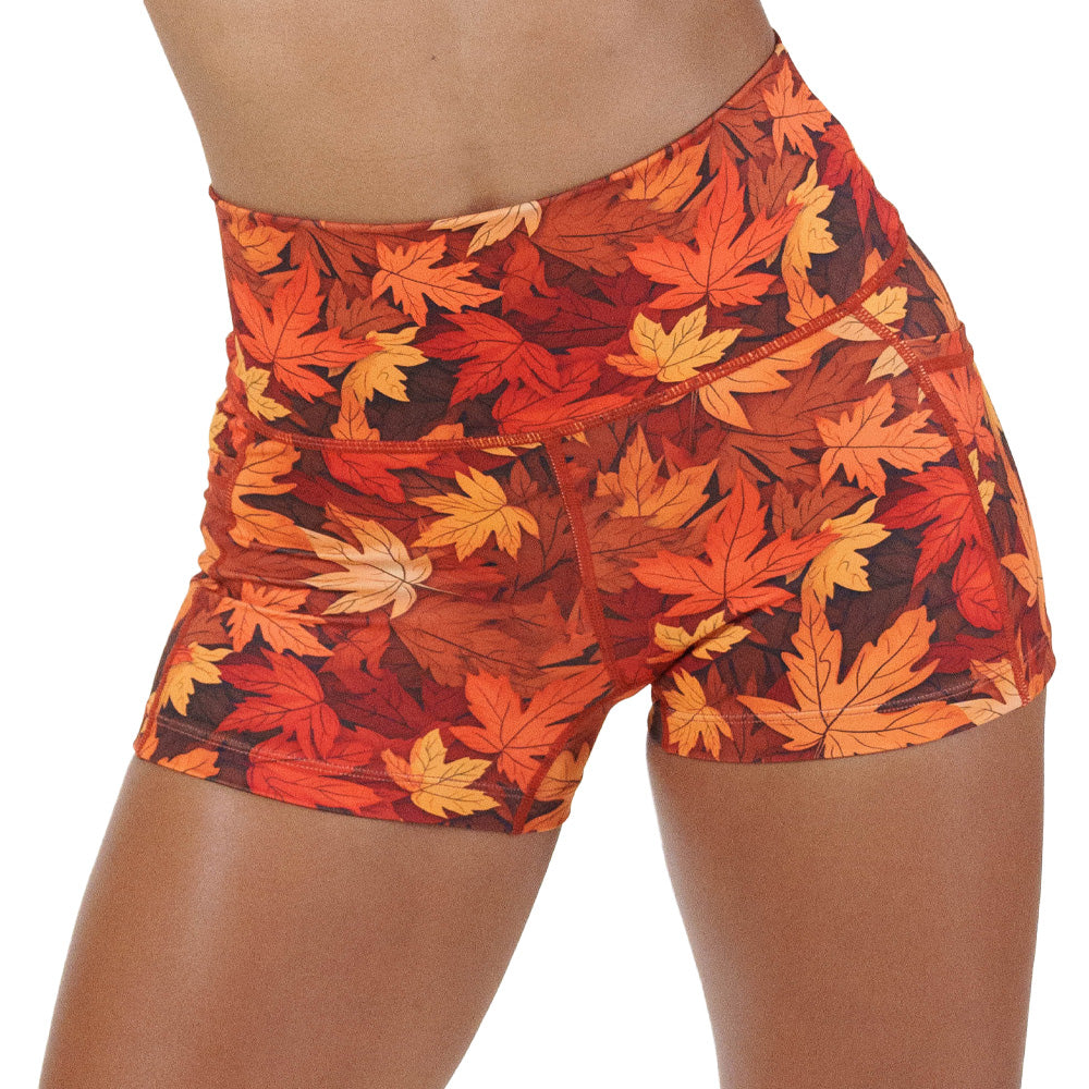 fall leaves patterned shorts