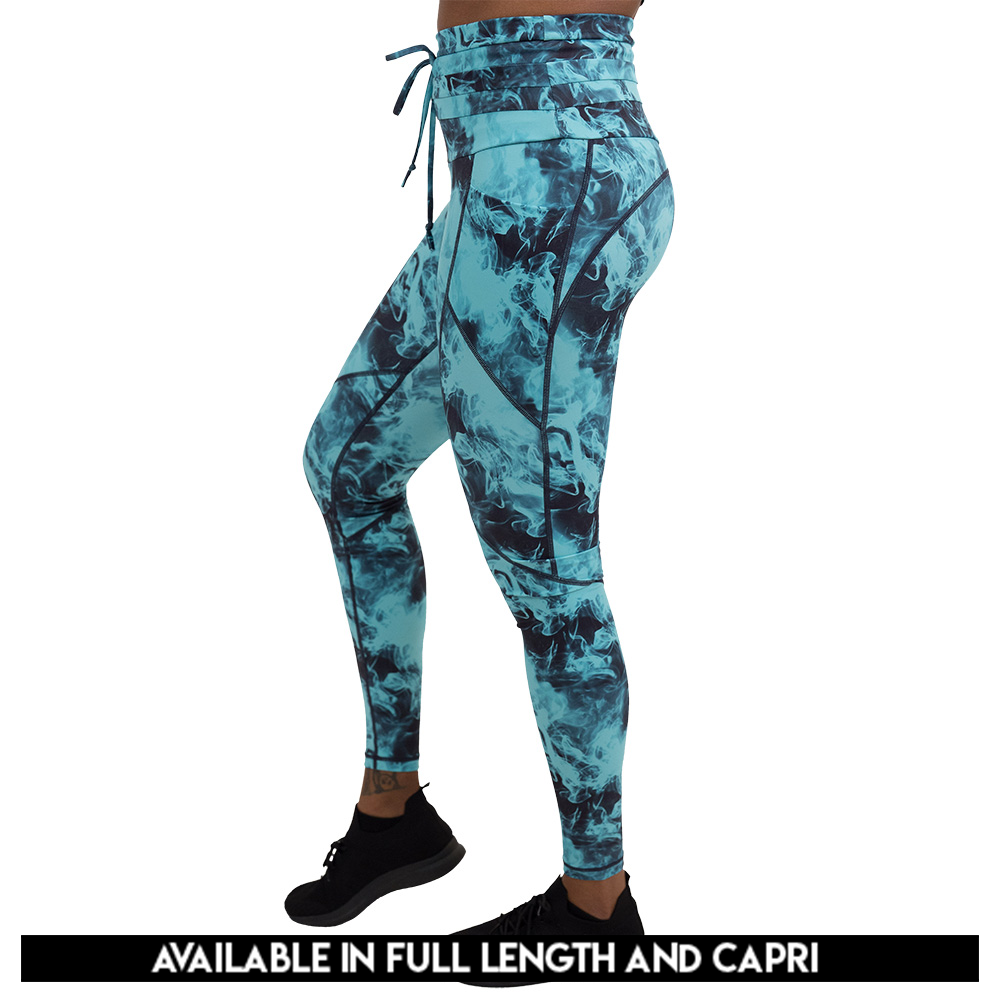 available lengths for the blue smokey leggings, lengths include full length and capri