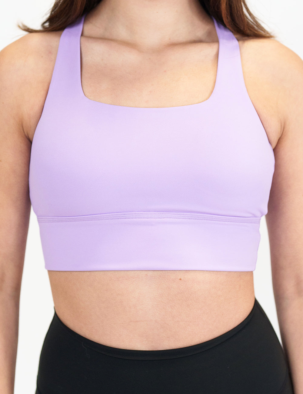 front of the lilac sports bra