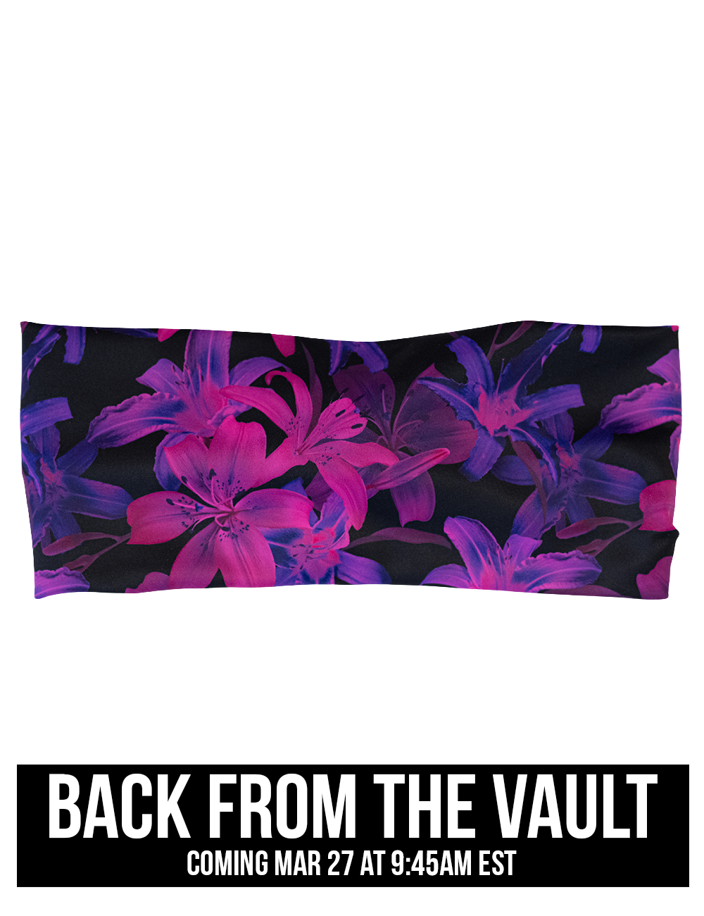 vibrant purple flowers headband facing the front against a white background, coming soon