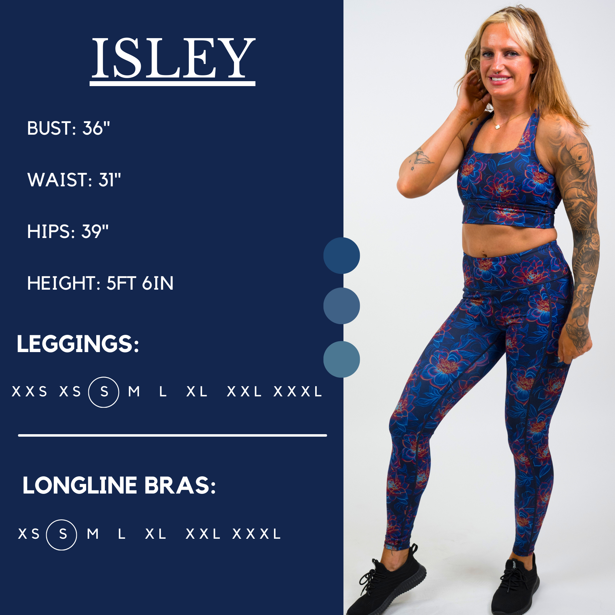 Isley's sizing chart for the luminous lotus products