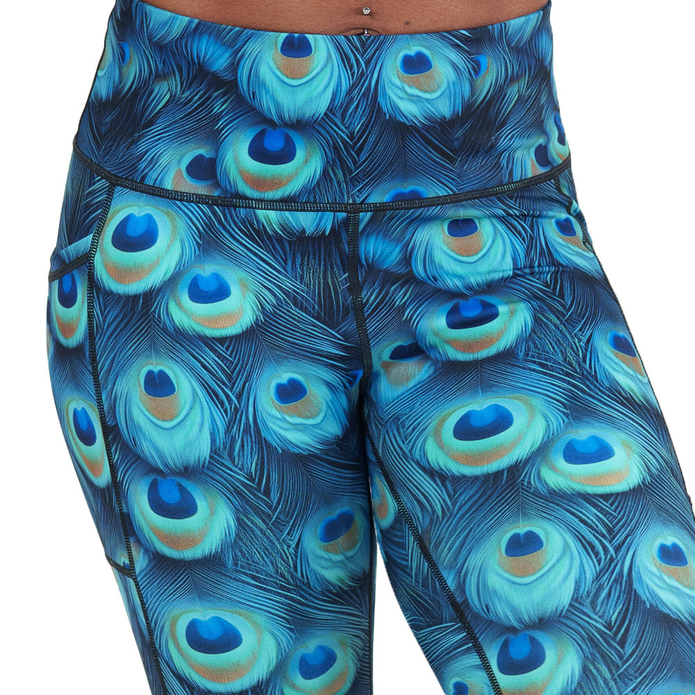 peacock print leggings