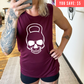 maroon muscle tank with a kettlebell skull graphic on the fron