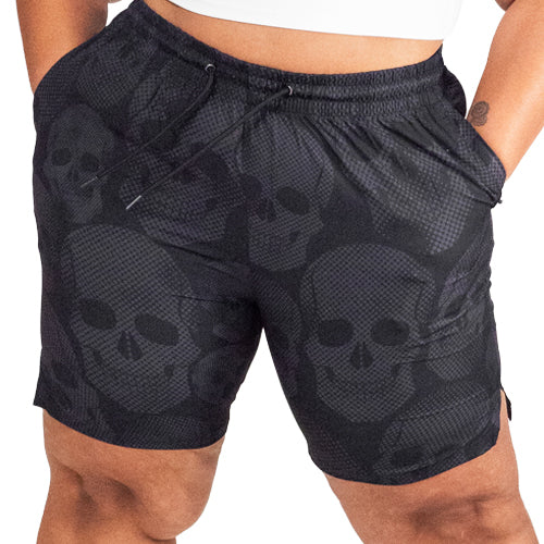close up shot of men's silhouette skulls shorts