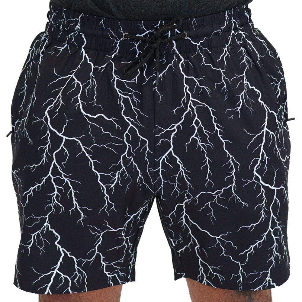 lightning bolt print men's shorts