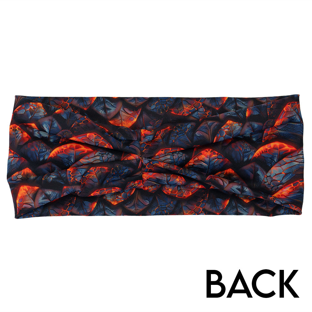back of the lava and dragon scale patterned headband