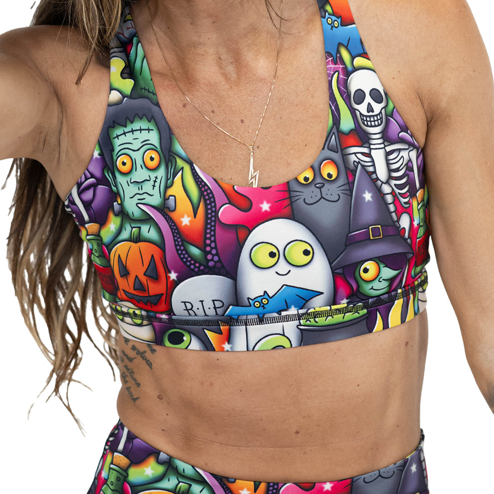 Halloween cartoons sports bra