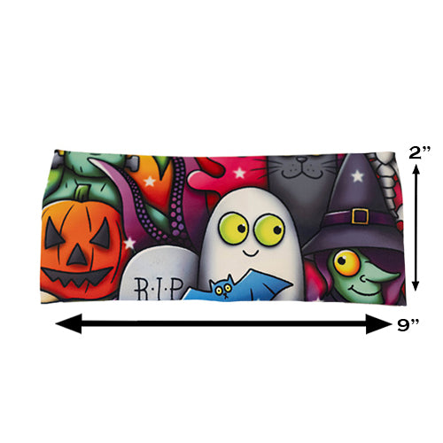 Halloween cartoons headband measured at 2 by 9 inches