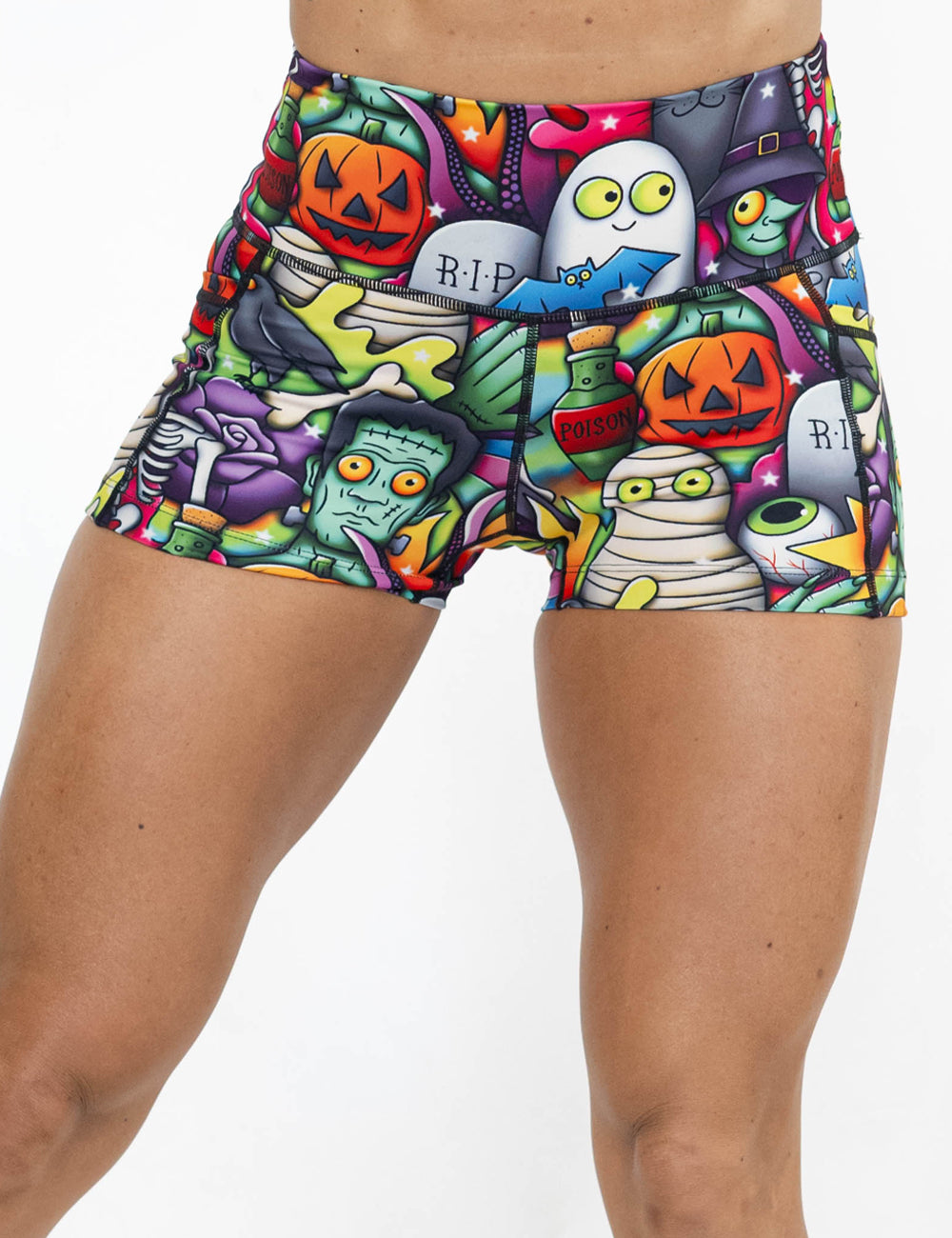 front of the Halloween characters 2.5 inch shorts against a white background