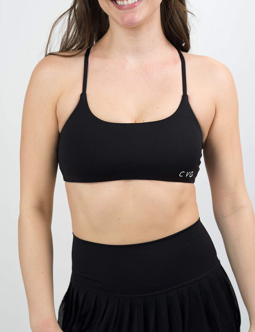 front of the solid black breezy bra against a white background