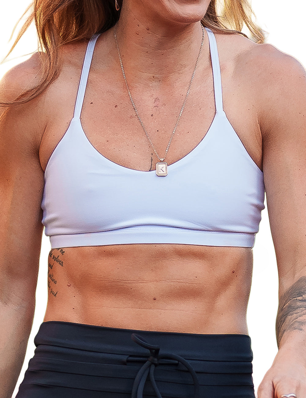 front view of solid white move free bra
