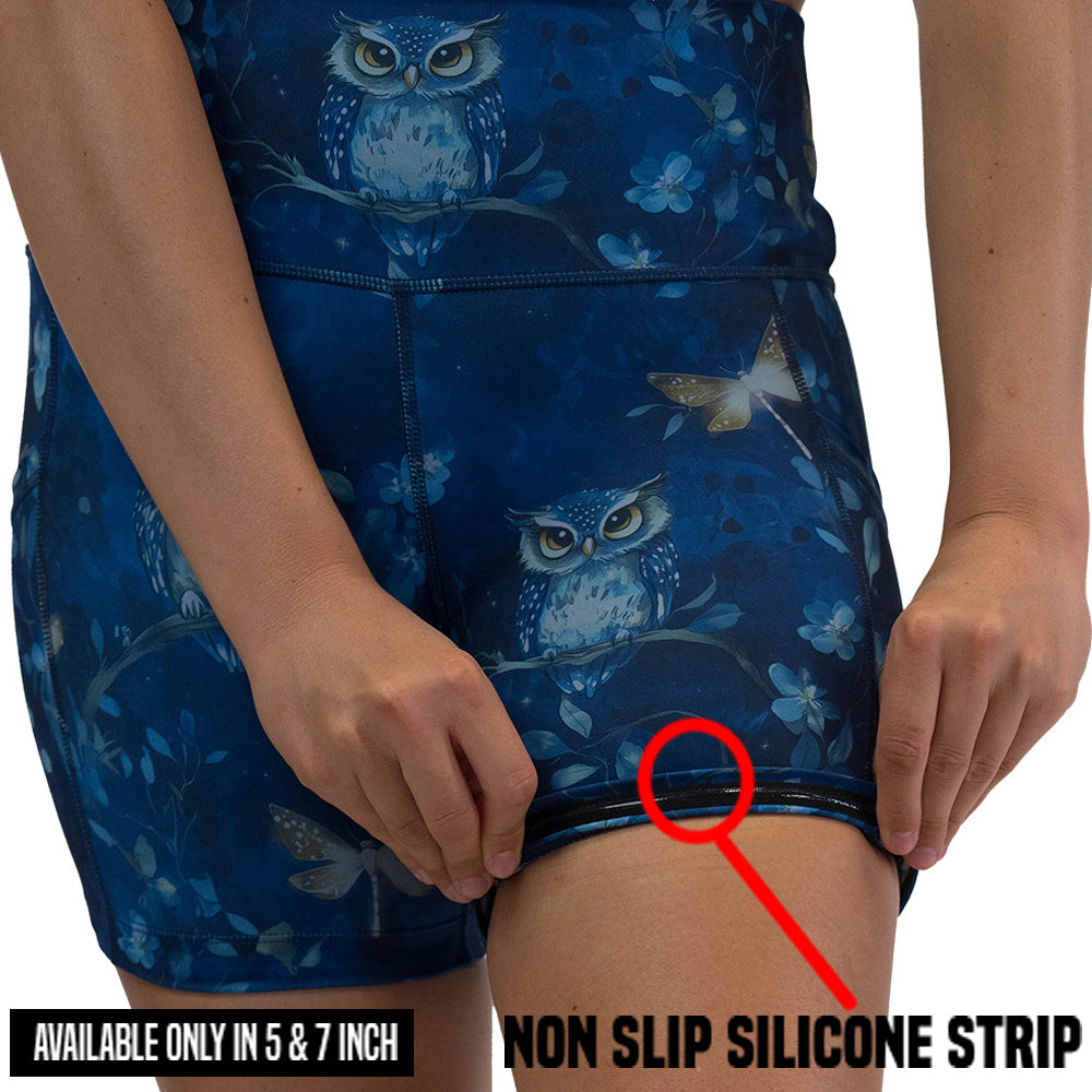 non slip strip on the blue owl patterned shorts